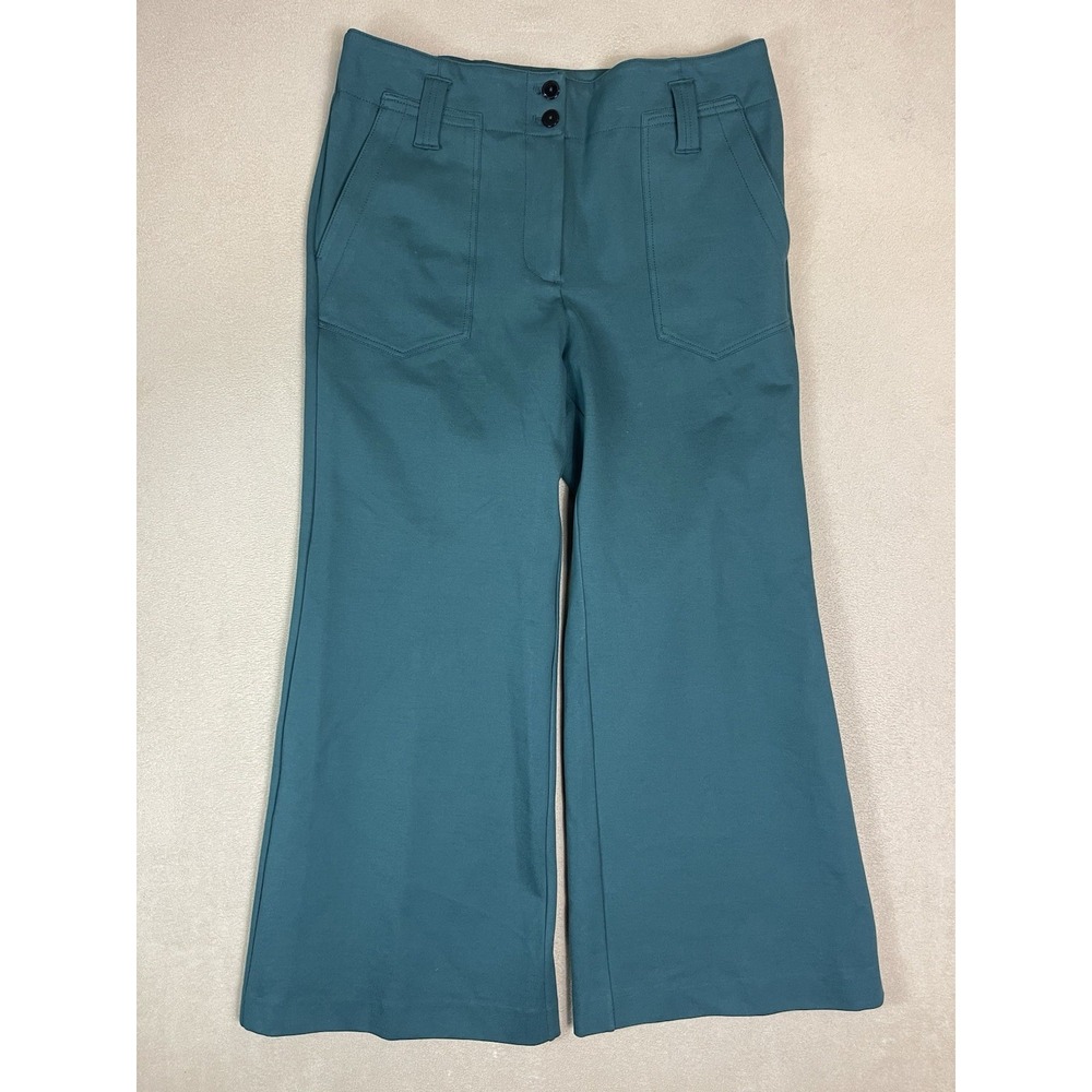 Maeve Anthroplologie Pants Womens 18P Green Colette Cropped Wide Leg High Rise